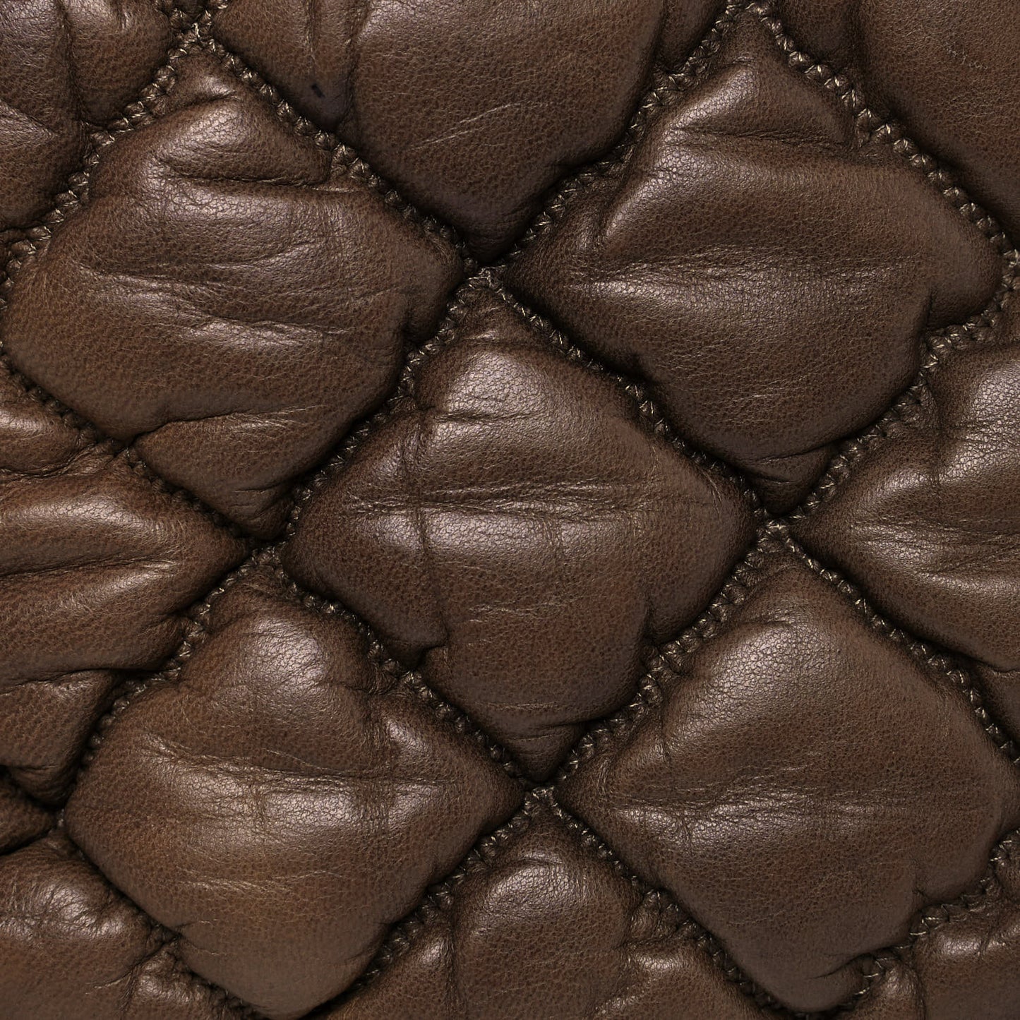 Lambskin Bubble Quilt Flap Brown