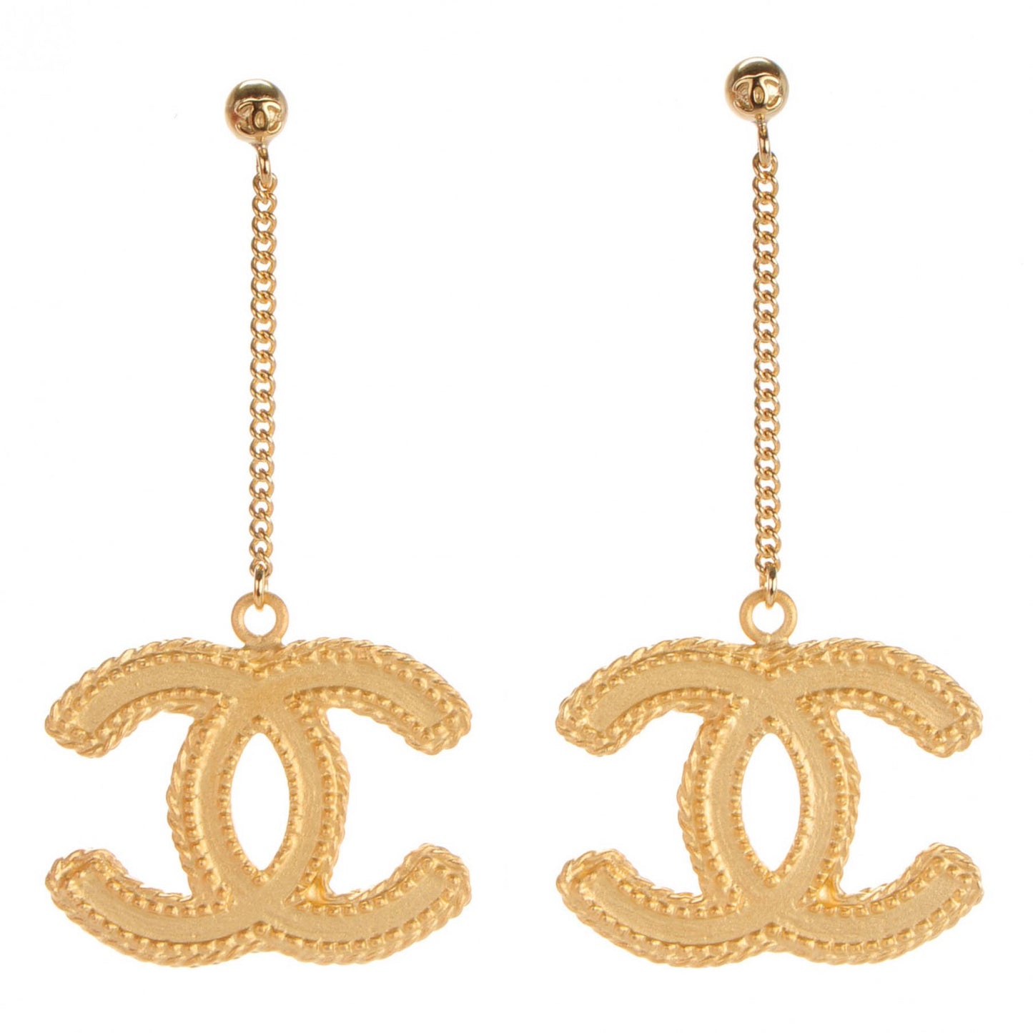 CC Drop Earrings Matte Gold
