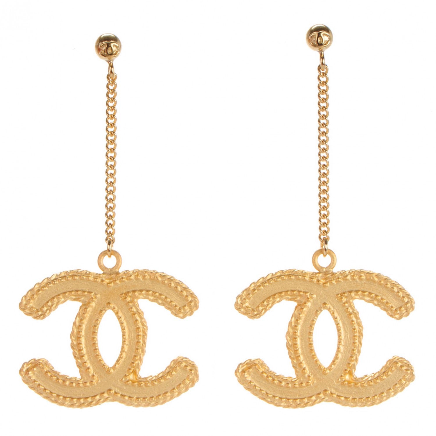 Chanel CC Drop Earrings Matte Gold 1 of 4