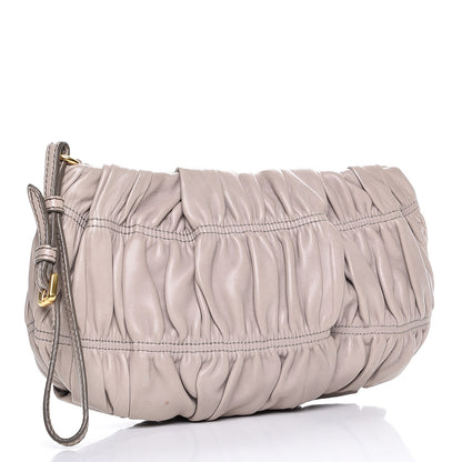 Prada Nappa Gaufre Bow Wristlet Clutch Pomice 3 of 8