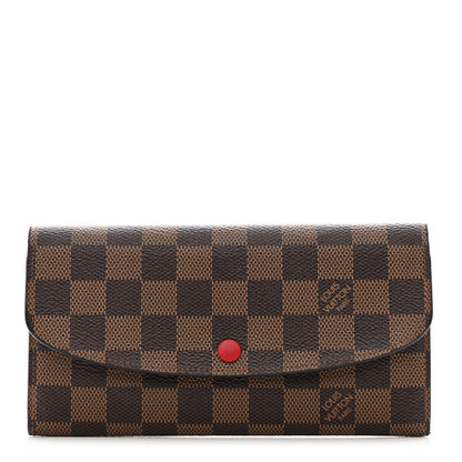 Louis Vuitton Damier Ebene Emilie Wallet Red 1 of 9