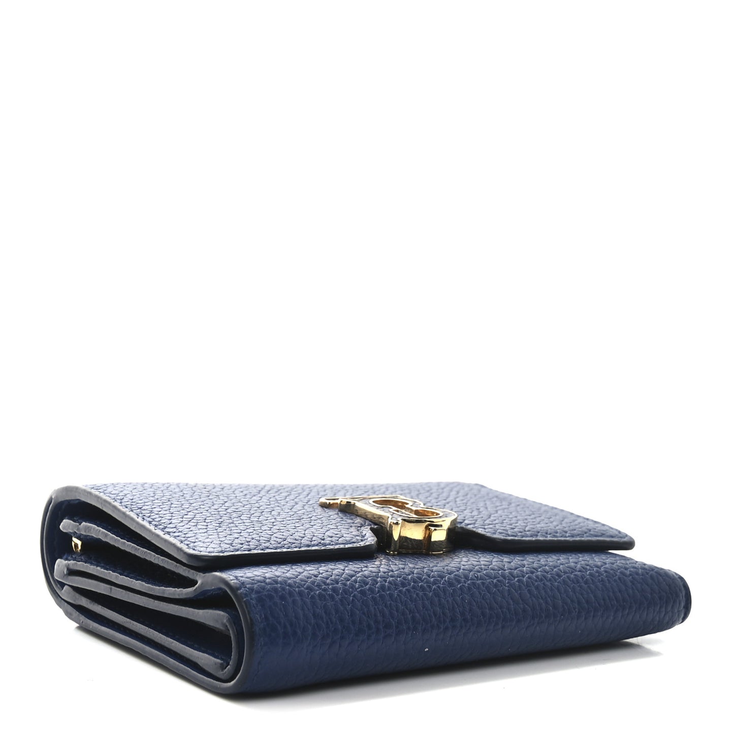 Grained Calfskin TB Compact Wallet Rich Navy