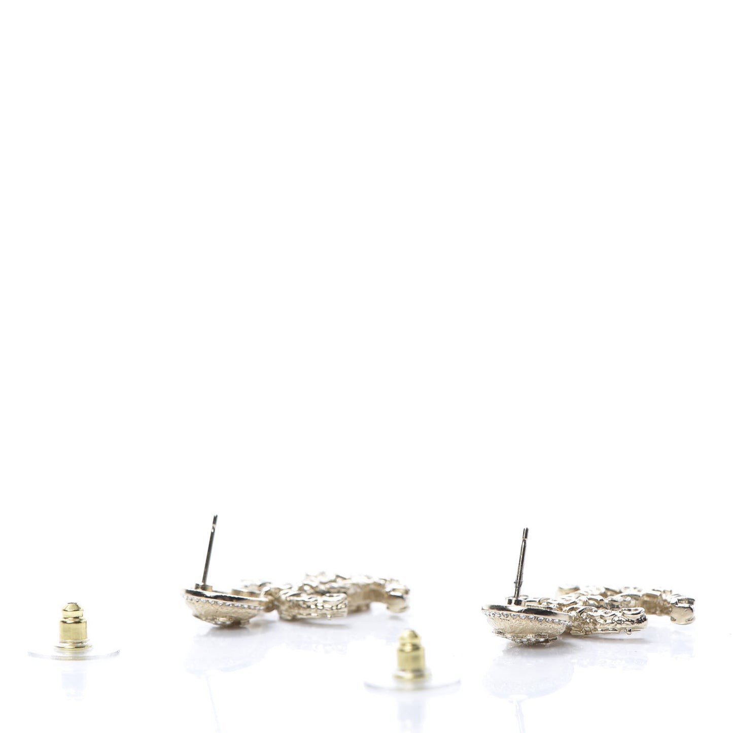 Crystal CC Drop Logo Earrings Gold