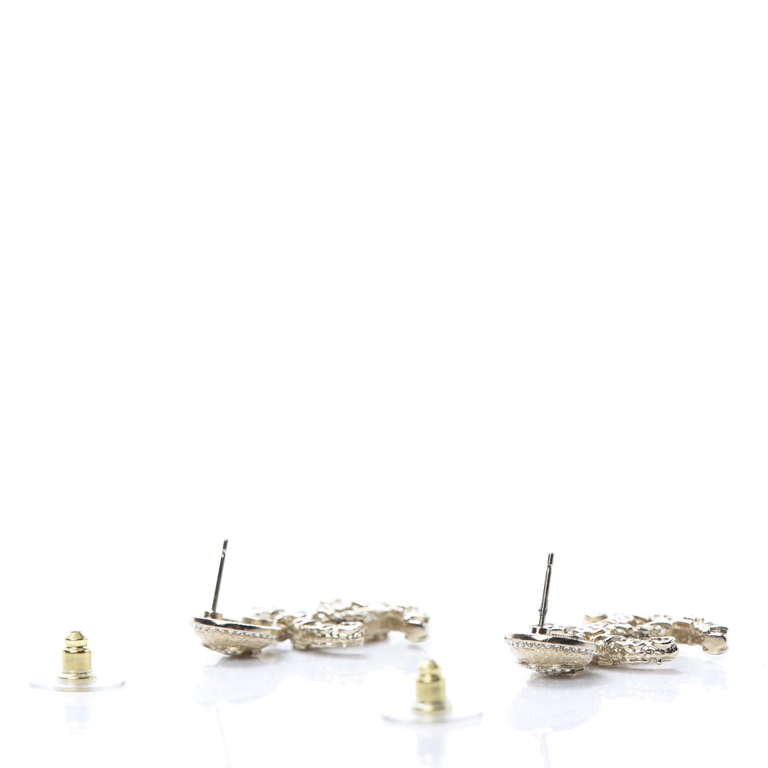 Chanel Crystal CC Drop Logo Earrings Gold 3 of 5