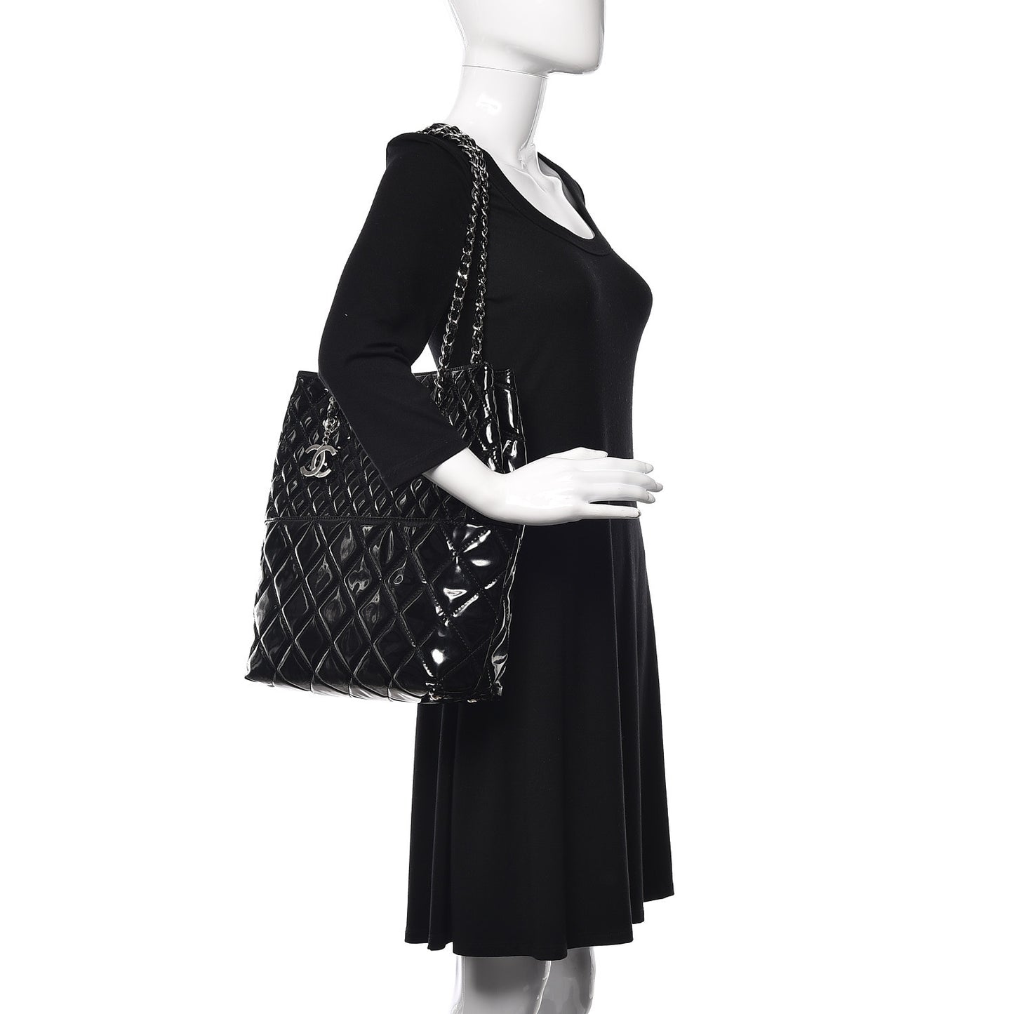 Vinyl Quilted In The Business North South Tote Black