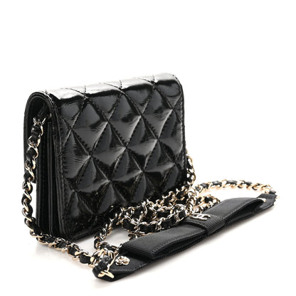 Chanel Shiny Lambskin Quilted Small Clutch With Chain Black 3 of 12