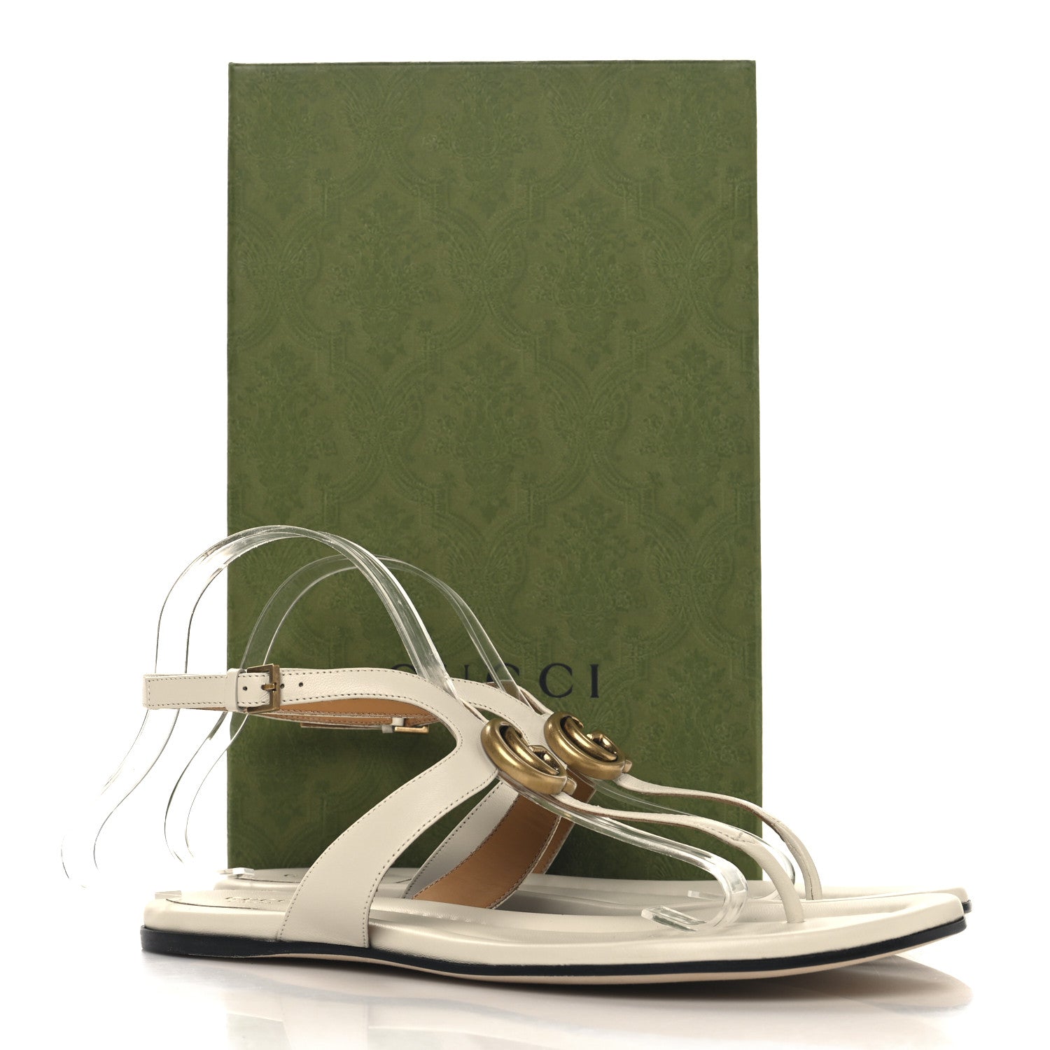 Gucci Calfskin Double G Thong Flat Sandals 41 White 6 of 9