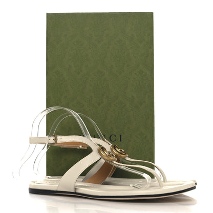 Gucci Calfskin Double G Thong Flat Sandals 41 White 6 of 9