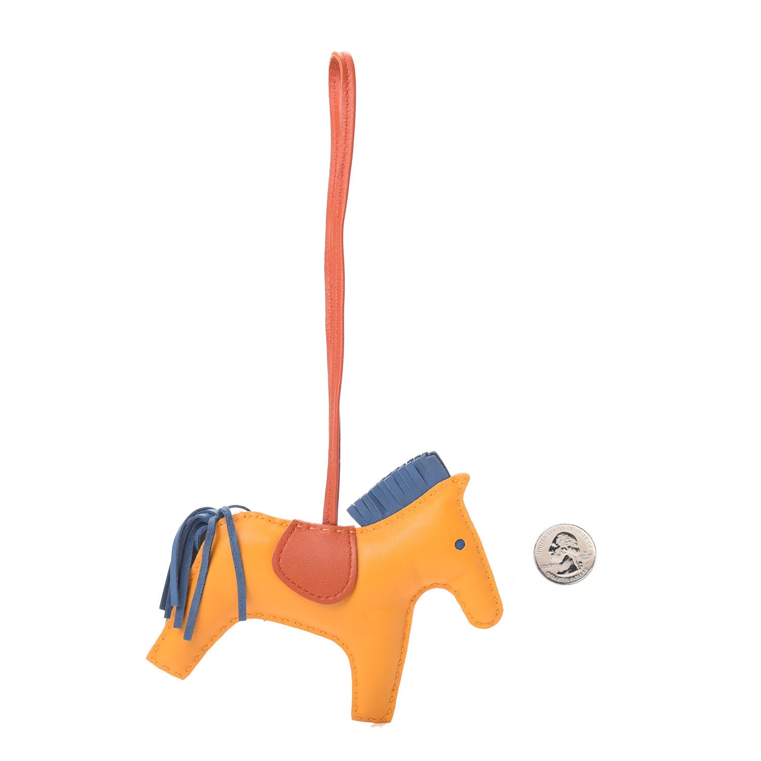 Hermes Milo Lambskin Grigri Rodeo Horse Bag Charm MM Jaune D'Or Bleu Agate Cornaline 2 of 3