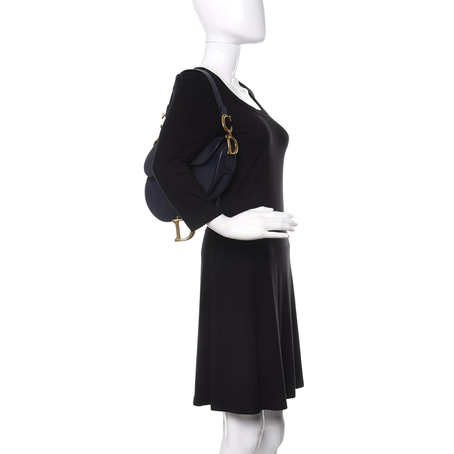 Christian Dior Grained Calfskin Saddle Bag Navy 2 of 9