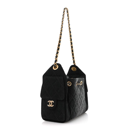 Chanel Washed Denim Quilted Mini Chanel 25 Handbag Black 3 of 11