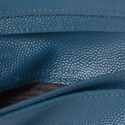 Saint Laurent Grain De Poudre Matelasse Compact Zip Around Wallet Peacock Green 7 of 21