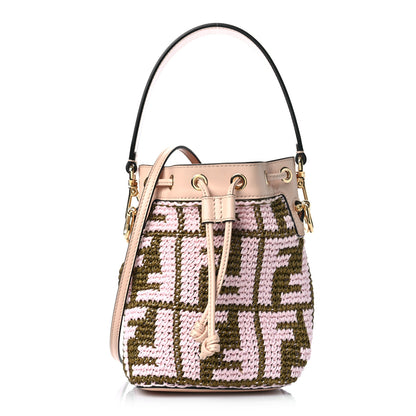 Fendi Raffia Vitello King F is Fendi FF Crochet Mini Mon Tresor Bucket Bag Natural Light Rose 1 of 8