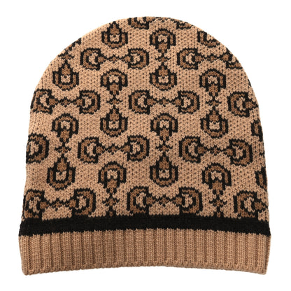 Gucci Wool Cashmere Horsebit Cross Beanie Hat M Beige 1 of 6
