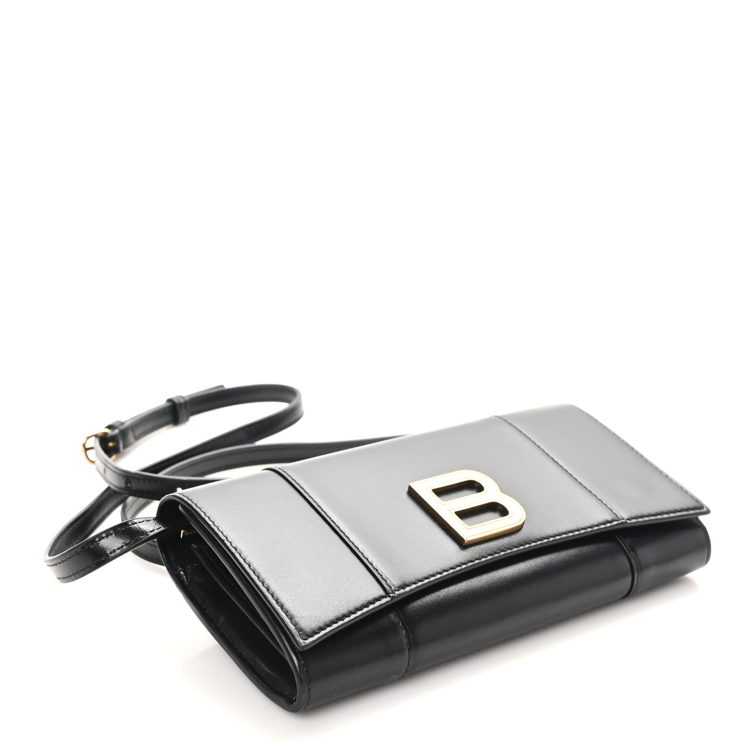 Balenciaga Smooth Calfskin Hourglass Continental Wallet On Strap Black 4 of 9