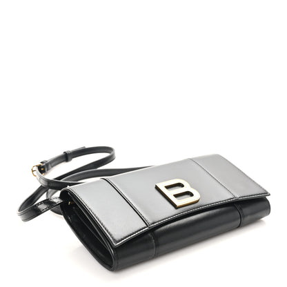 Balenciaga Smooth Calfskin Hourglass Continental Wallet On Strap Black 4 of 9