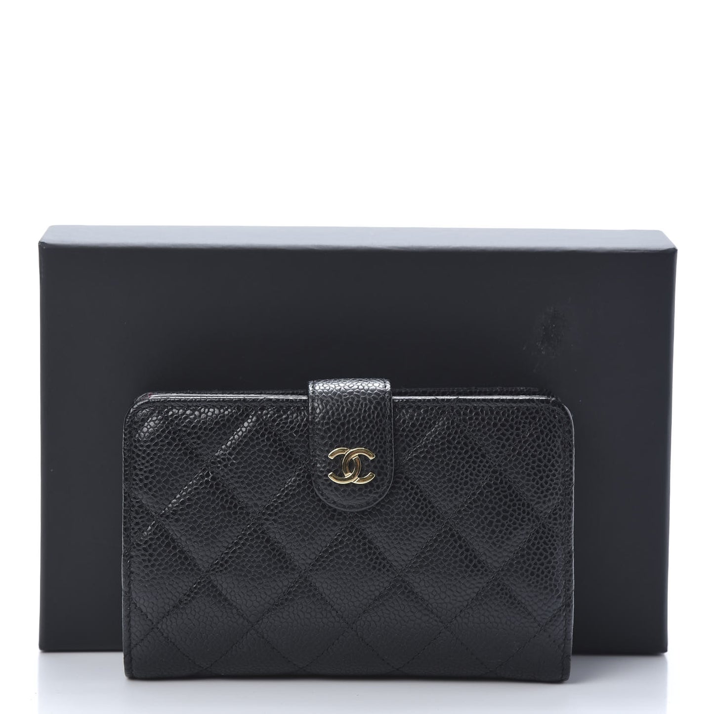 Caviar Quilted CC French Wallet Black