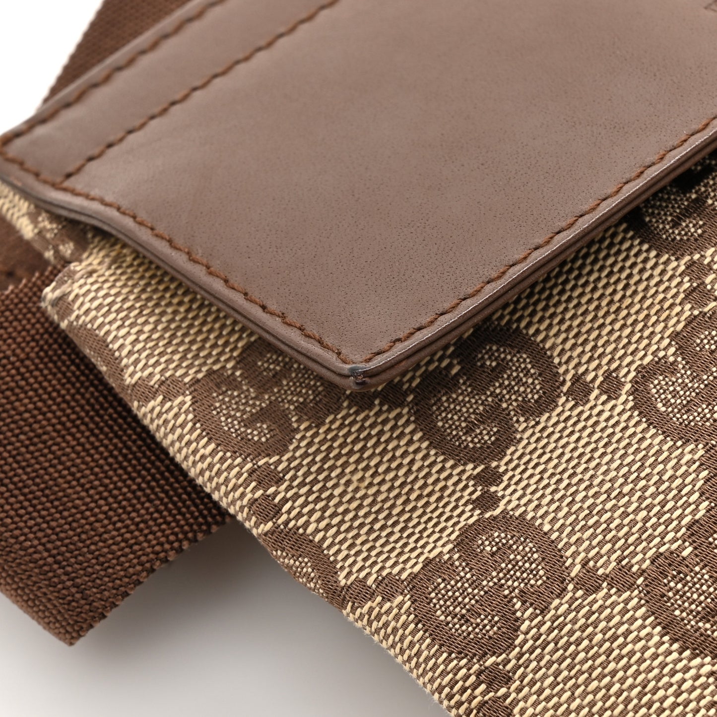 GG Monogram Web Double Pocket Belt Bag Dark Brown