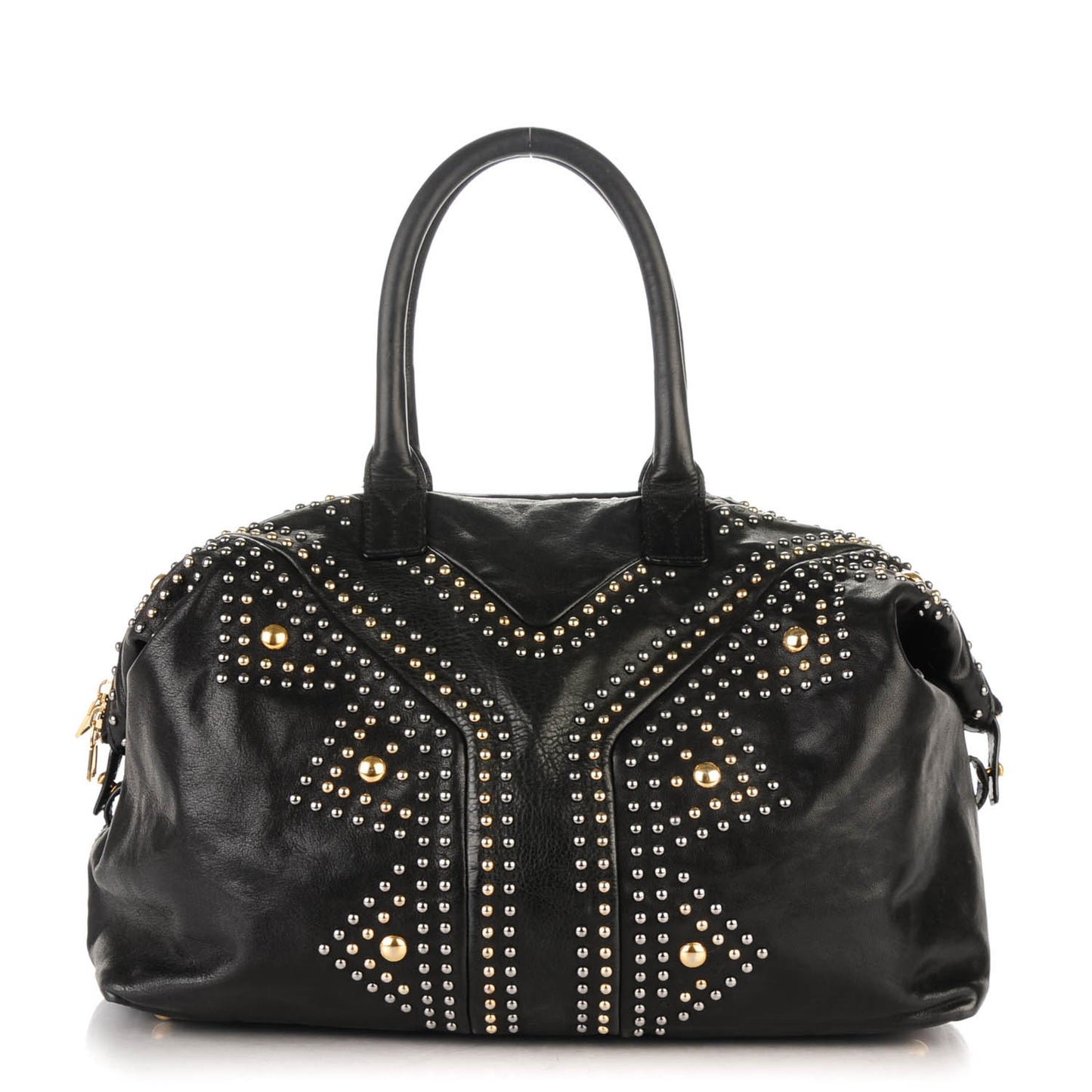 Calfskin Studded Sac Y Rock Black