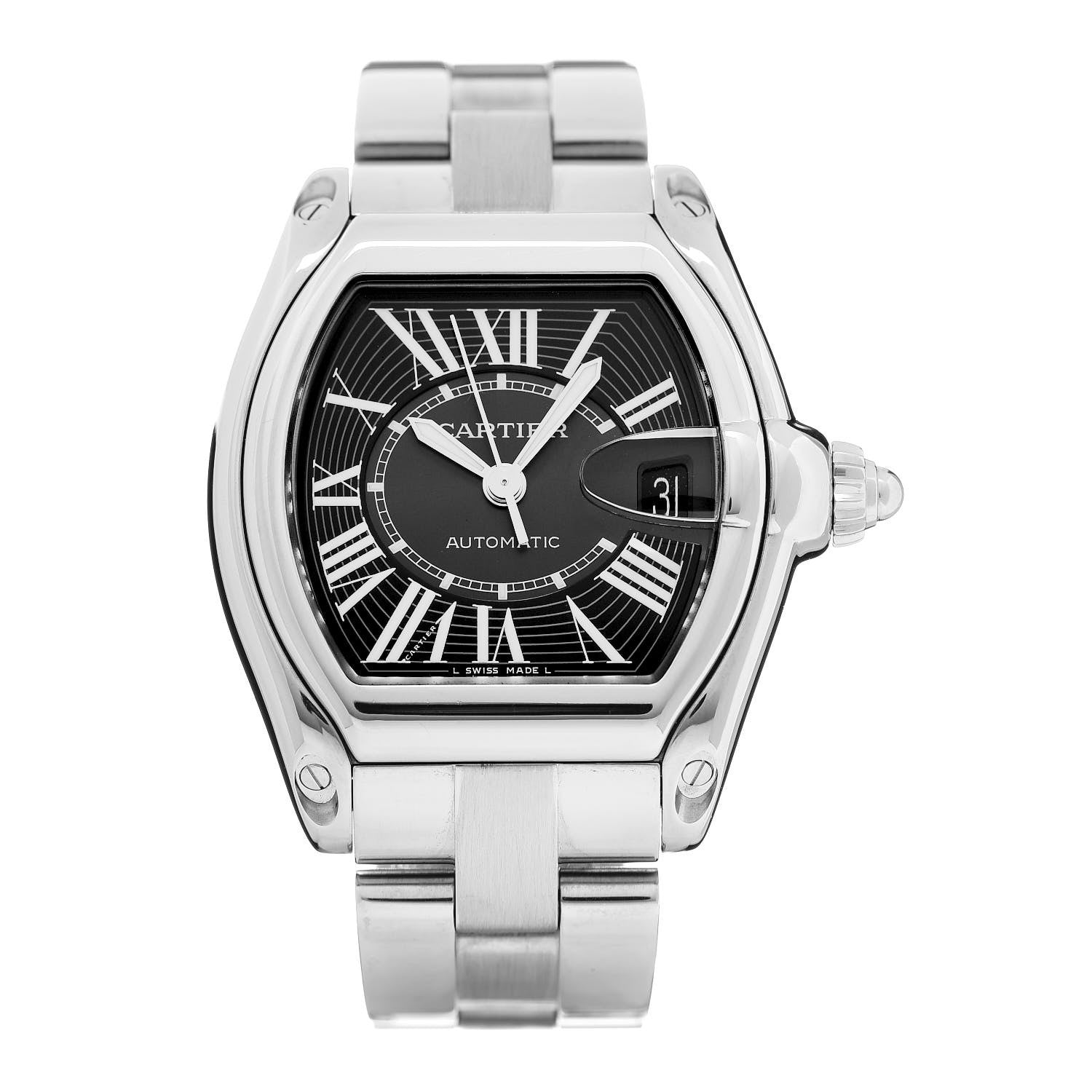 Cartier Stainless Steel 37mm Roadster Automatic Watch Black 1 of 8