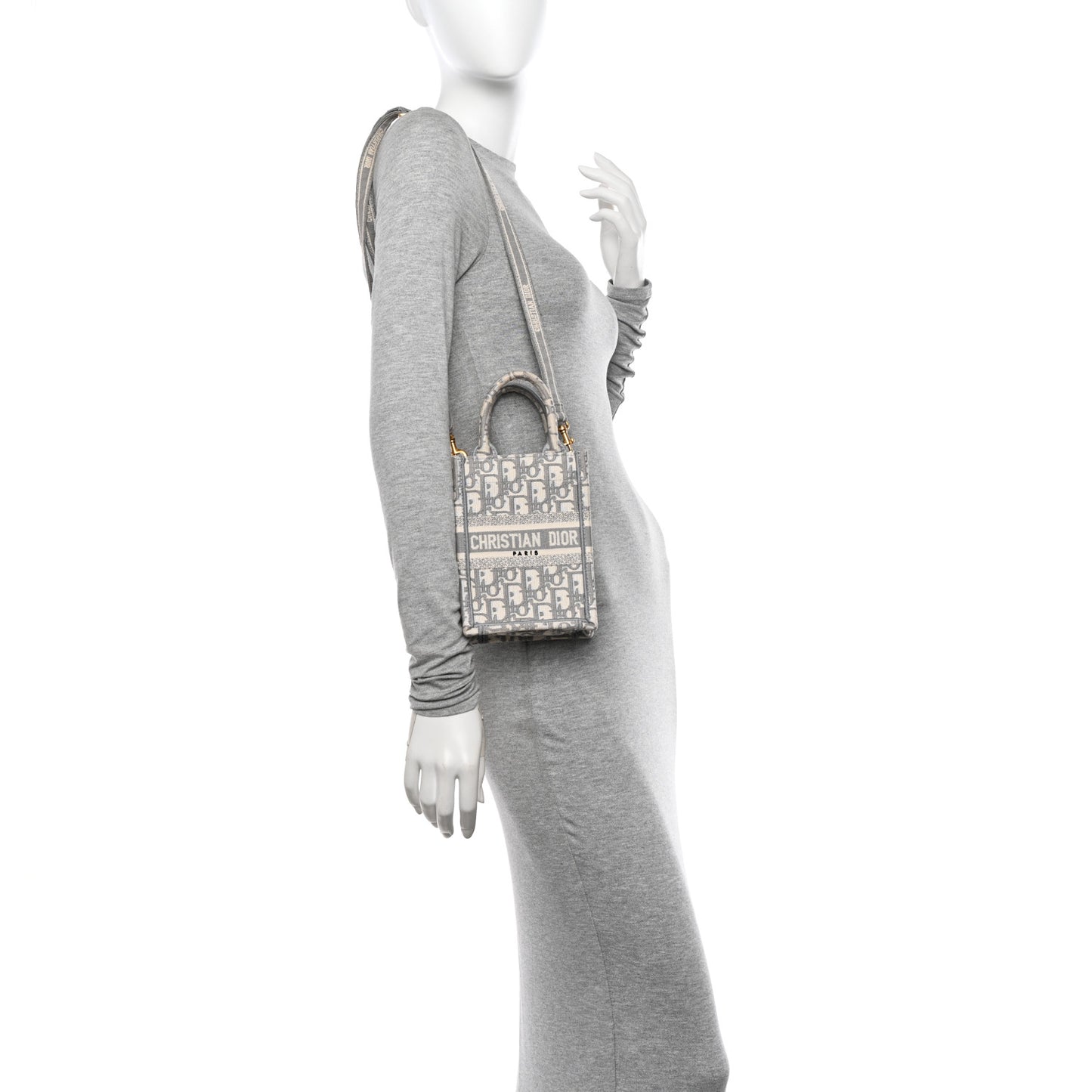 Oblique Mini Book Tote Phone Bag Grey