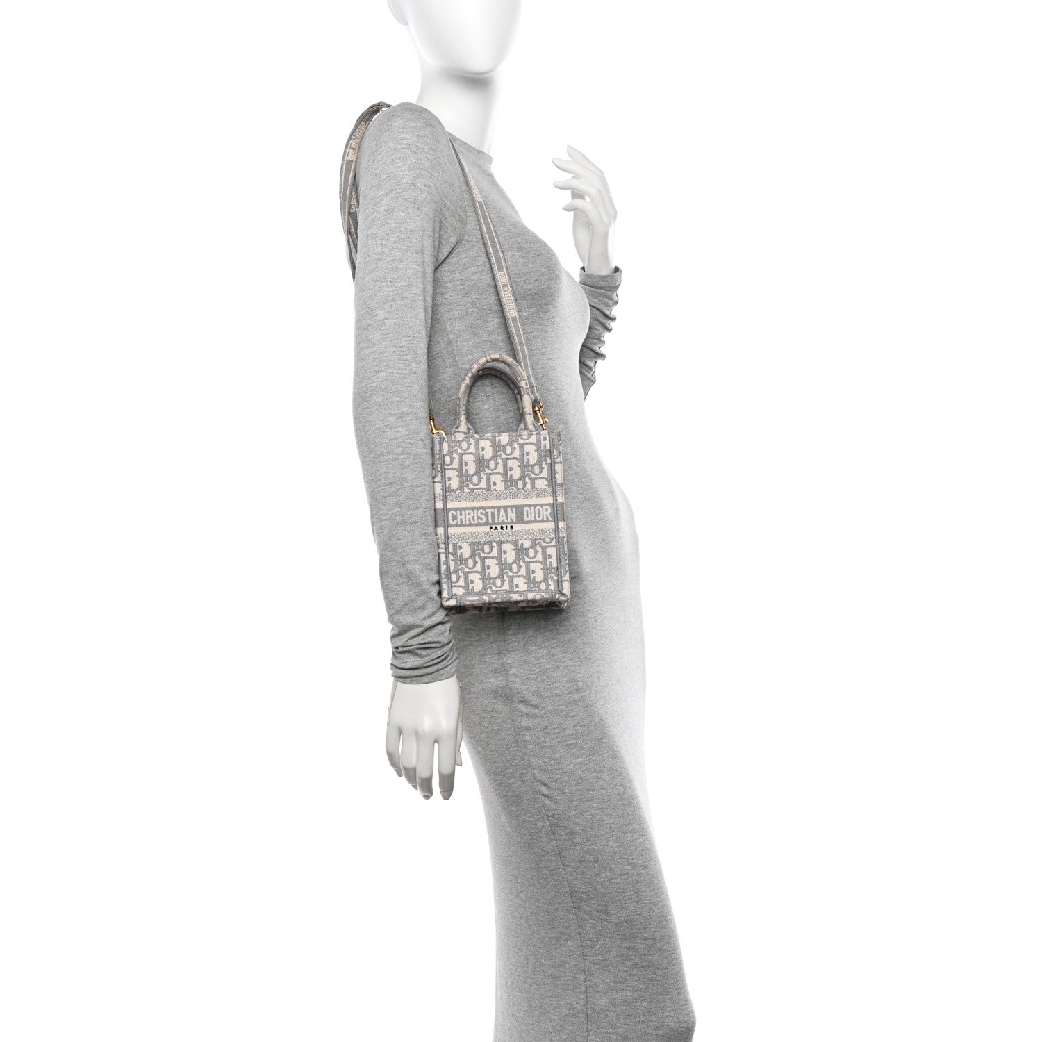 Christian Dior Oblique Mini Book Tote Phone Bag Grey 2 of 12