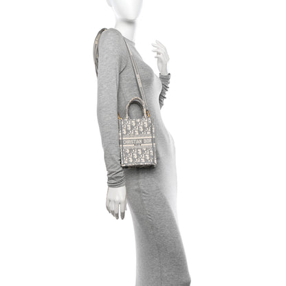 Christian Dior Oblique Mini Book Tote Phone Bag Grey 2 of 12