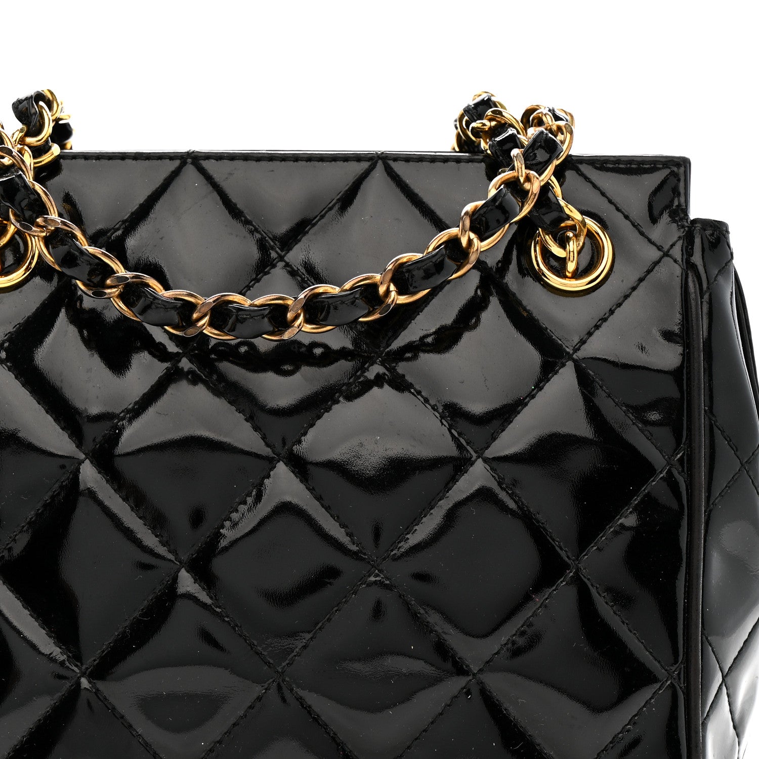 Chanel Patent Quilted CC Shoulder Bag Black 9 of 13