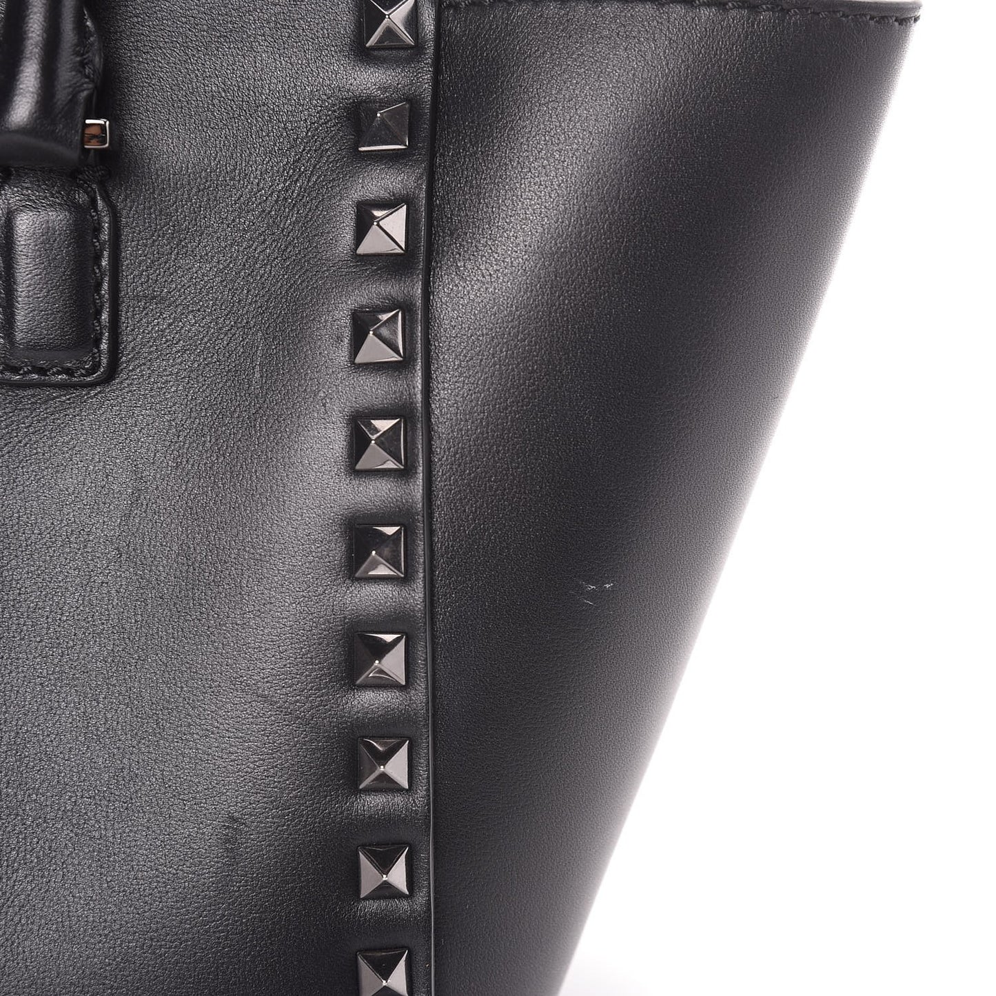 Vitello Small Rockstud Double Handle Tote Black