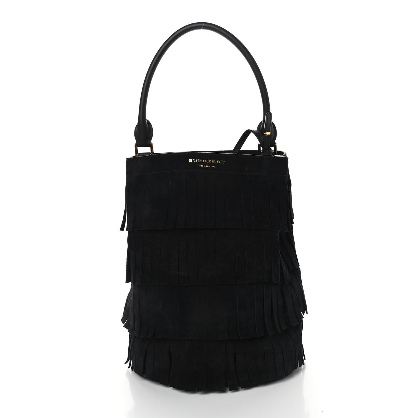 Prorsum Suede Fringe Bucket Bag Black