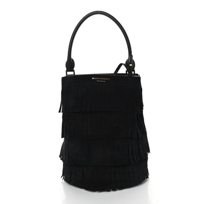 Burberry Prorsum Suede Fringe Bucket Bag Black 2 of 9