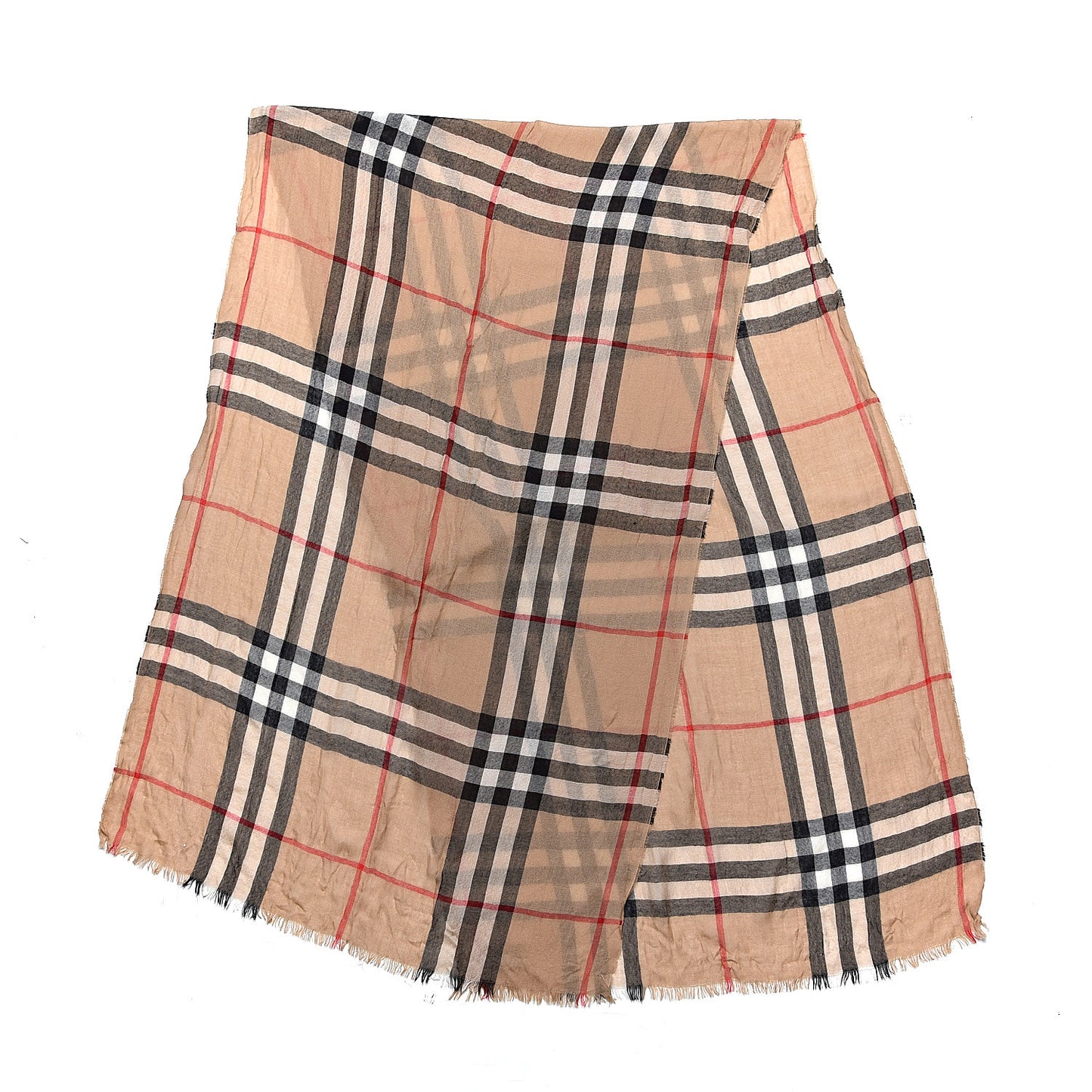 Cashmere Giant Check Lightweight Scarf Camel