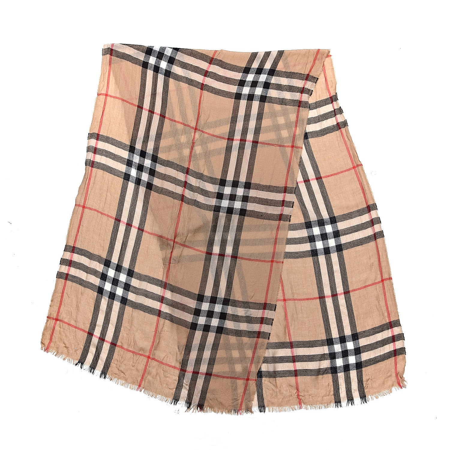 Burberry Cashmere Giant Check Lightweight Scarf Camel 3 of 9