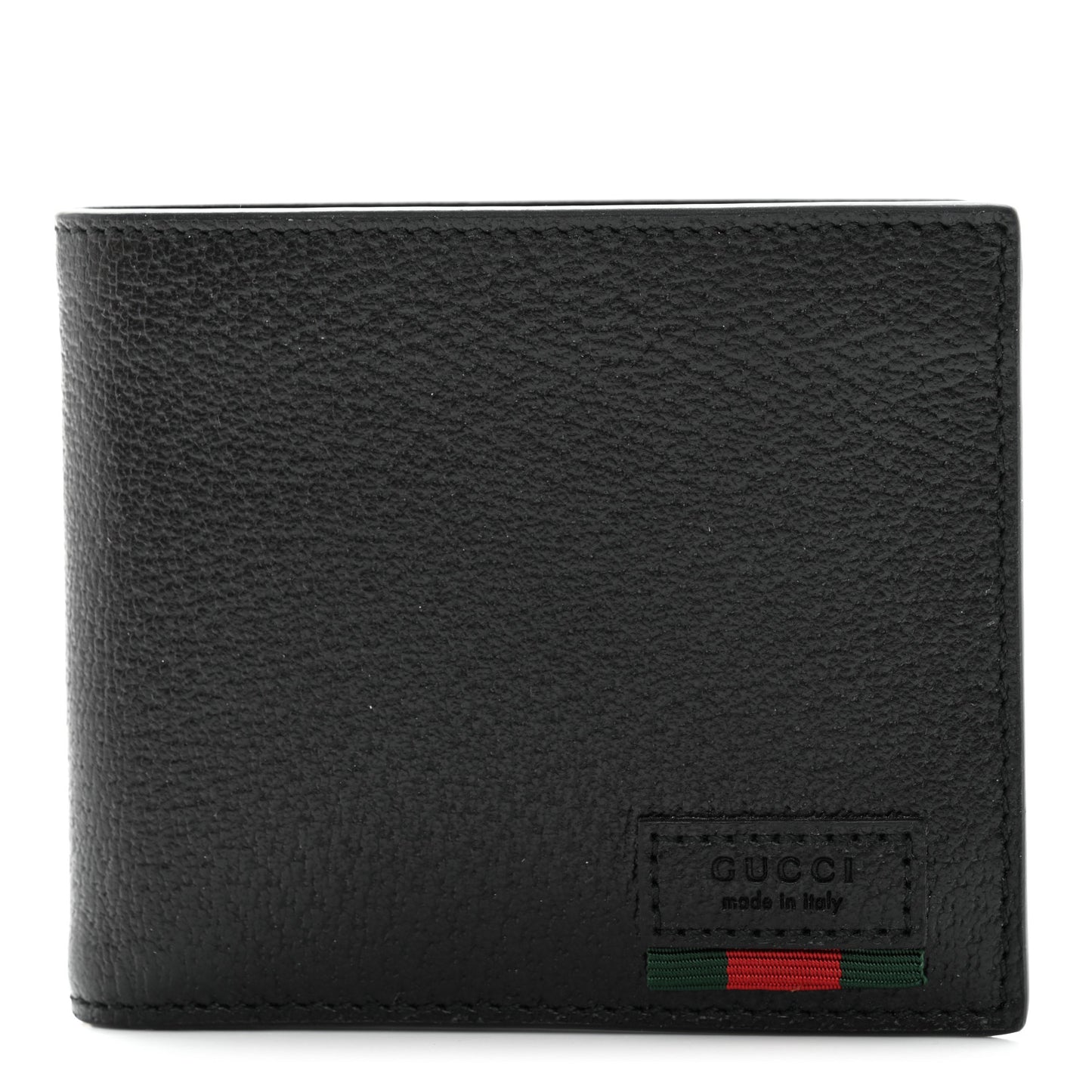 Calfskin Boar Effect Web Bi-Fold Wallet Black