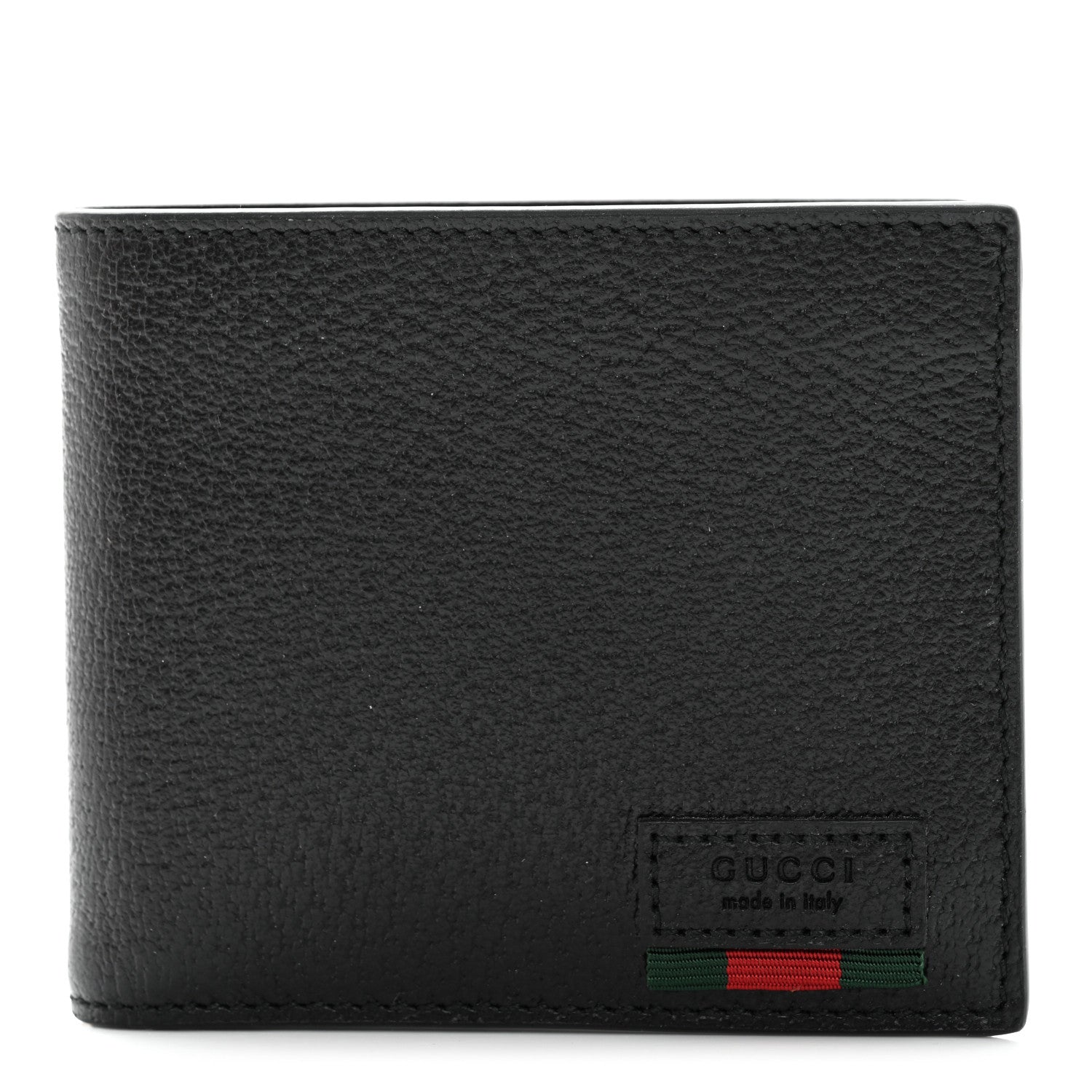 Gucci Calfskin Boar Effect Web Bi-Fold Wallet Black 1 of 7