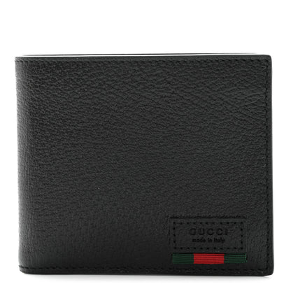 Gucci Calfskin Boar Effect Web Bi-Fold Wallet Black 1 of 7