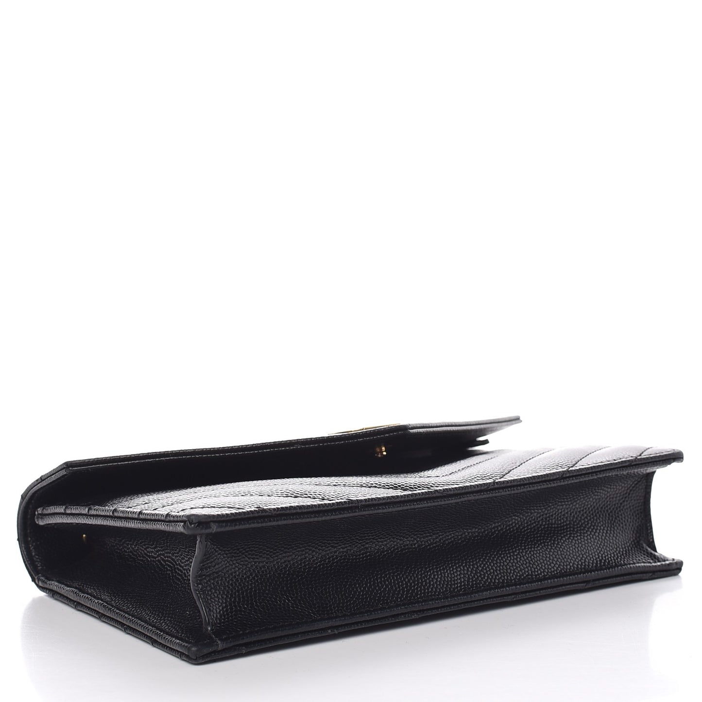 Grain De Poudre Matelasse Chevron Monogram Envelope Chain Wallet Black