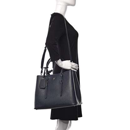 Prada Saffiano Cuir Medium Double Handle Tote Baltico Astrale 2 of 11