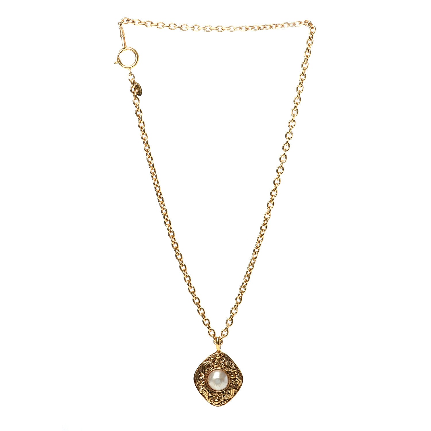 Chanel Pearl Pendant Necklace Gold 3 of 5