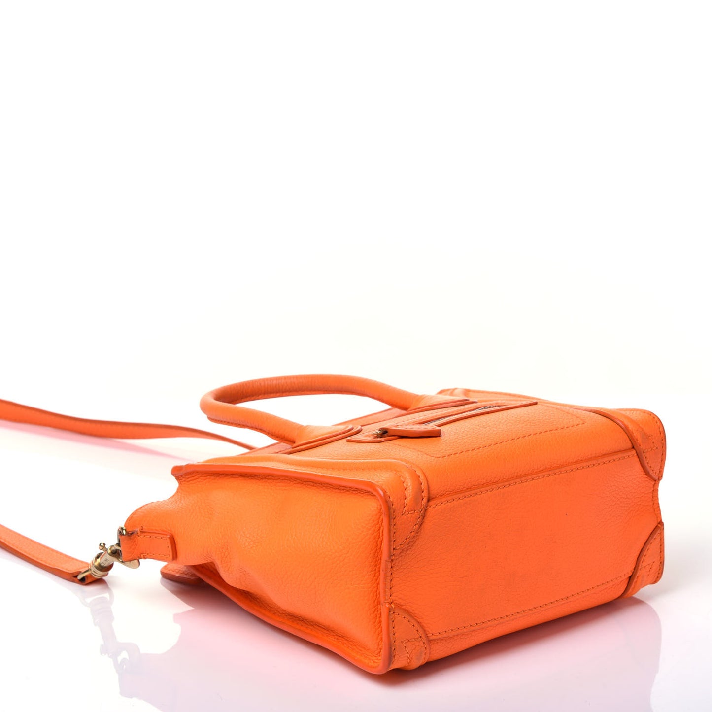 Drummed Calfskin Nano Luggage Bright Orange