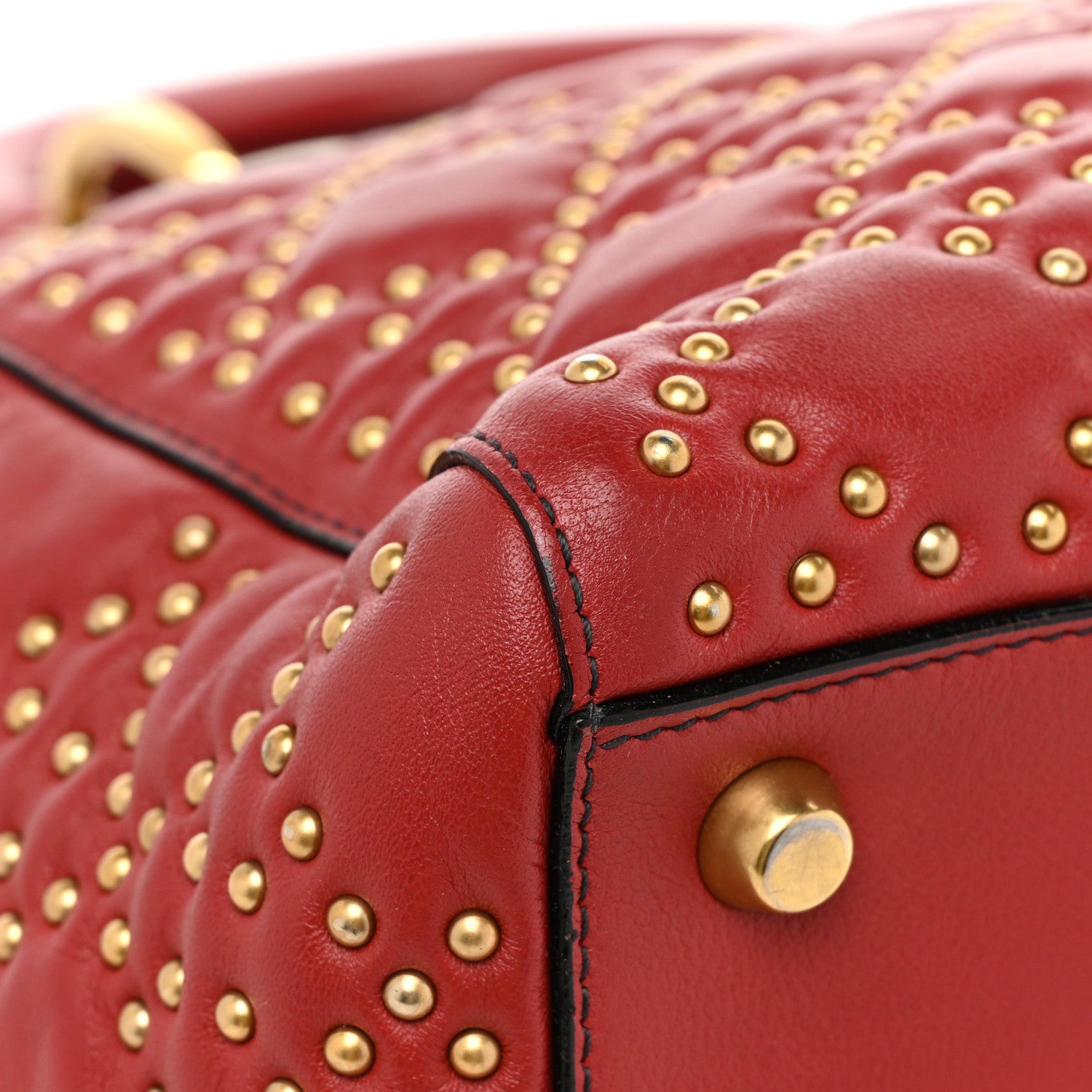 Christian Dior Calfskin Cannage Studded Medium Supple Lady Dior Red 11 of 15