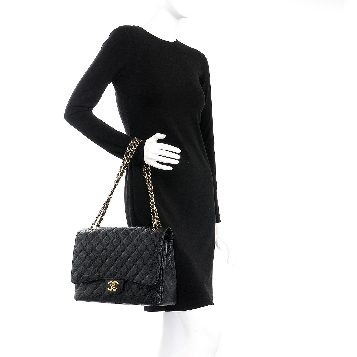 Chanel Caviar Quilted Maxi Double Flap Black 3 of 8