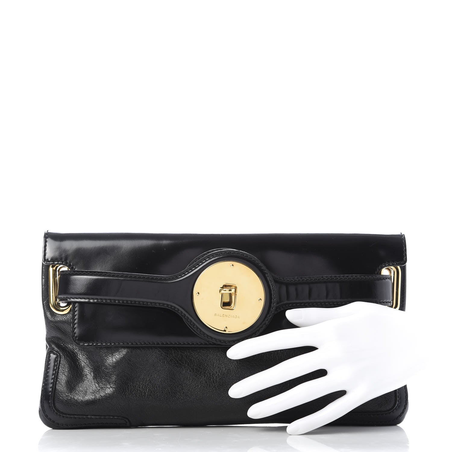 Balenciaga Calfskin Lune Clutch Black 2 of 9
