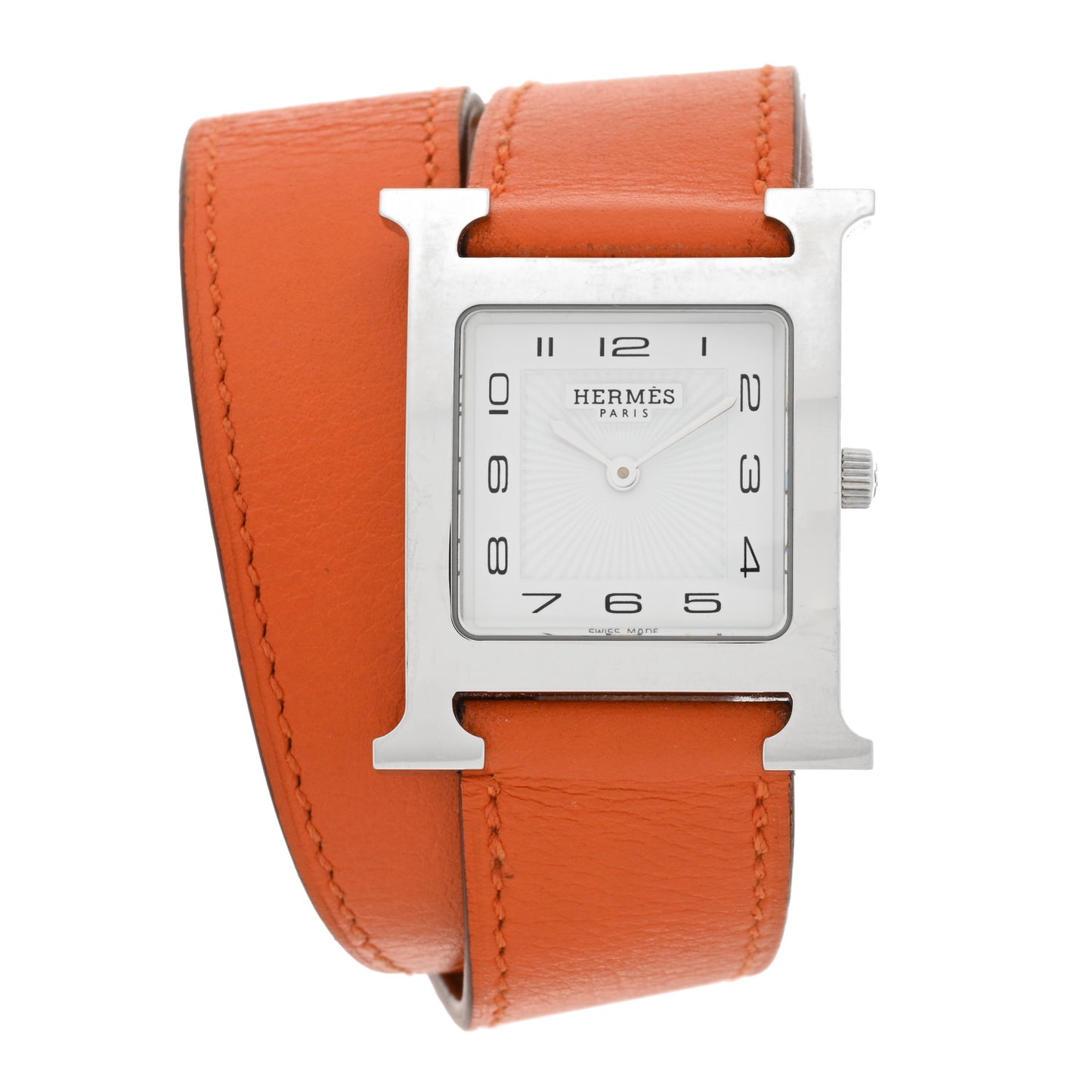 Stainless Steel Swift 26mm Heure H Hour Double Tour Quartz Watch Orange