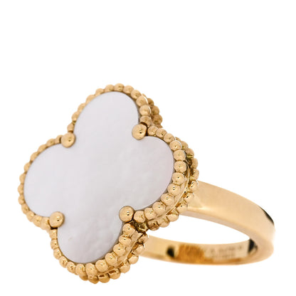 Van Cleef & Arpels 18K Yellow Gold Mother of Pearl Magic Alhambra Ring 53 6.5 3 of 6