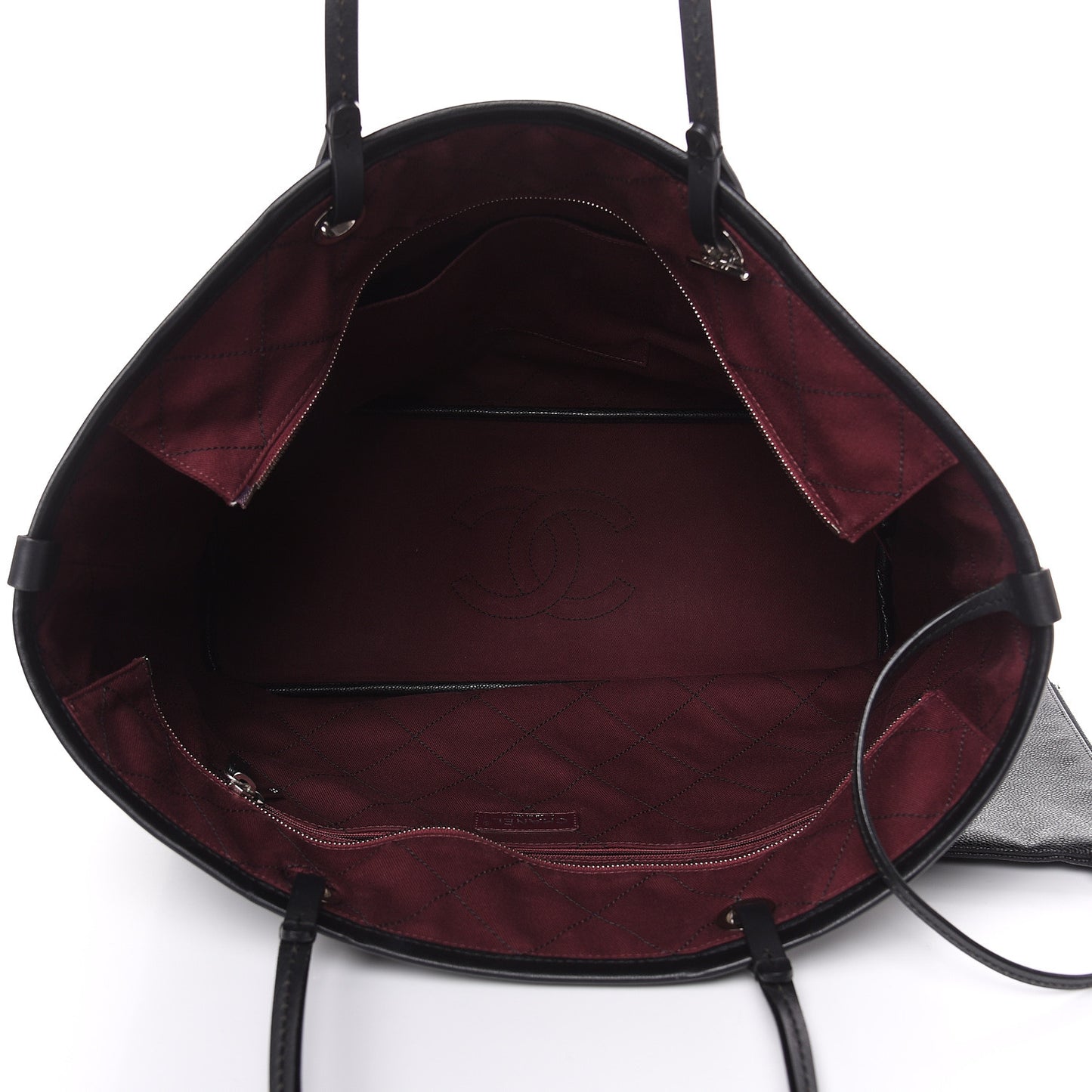 Grained Calfskin Large Shopping Fever Tote Black