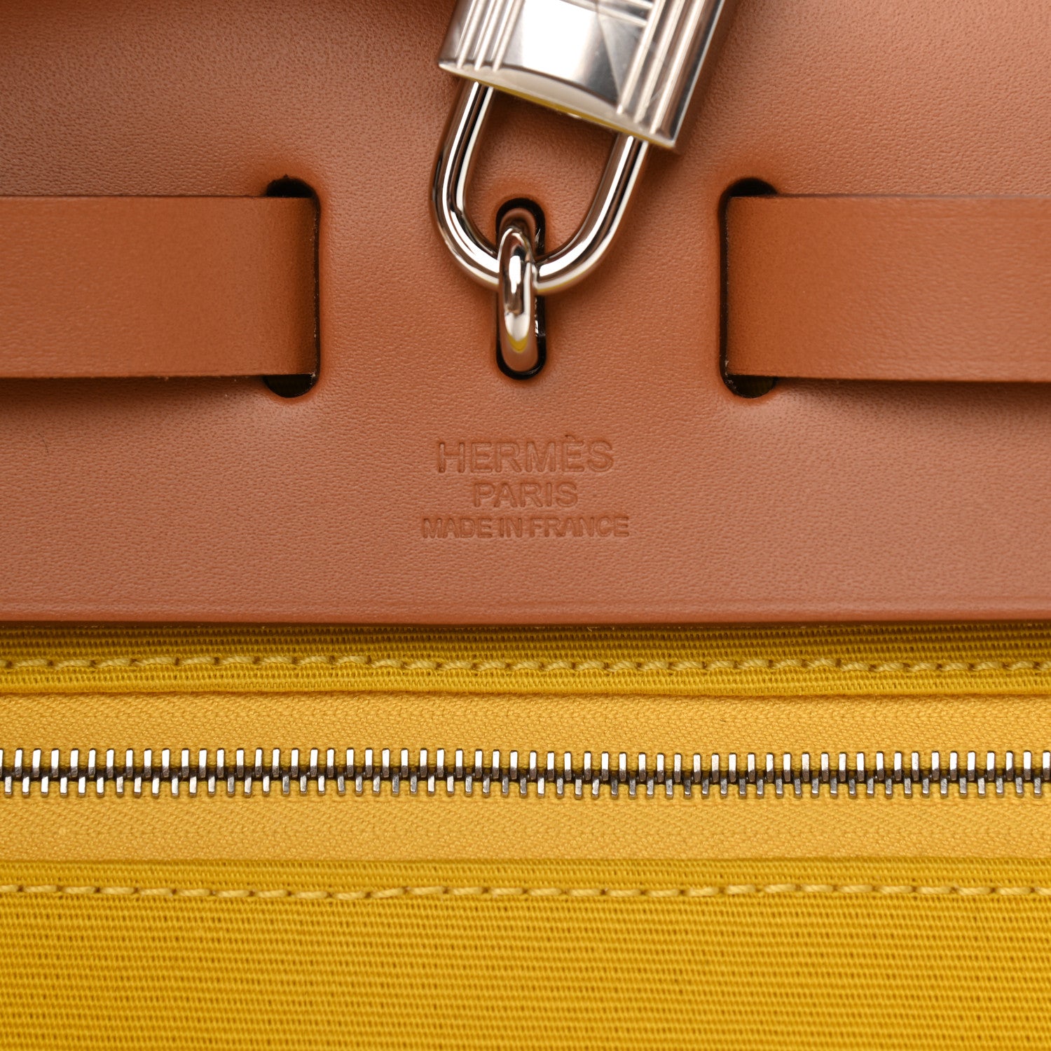 Hermes Toile Vache Hunter Herbag Zip 31 PM Natural Jaune De Naples 8 of 12