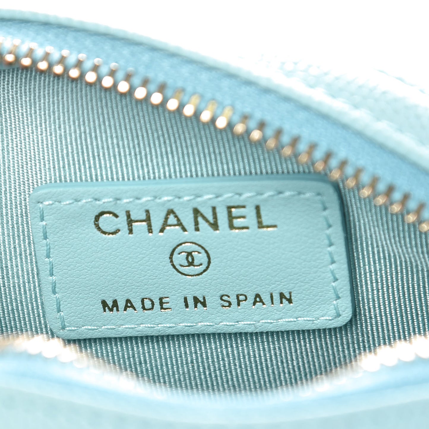 Caviar Quilted Zip Around Classic Coin Purse Light Blue