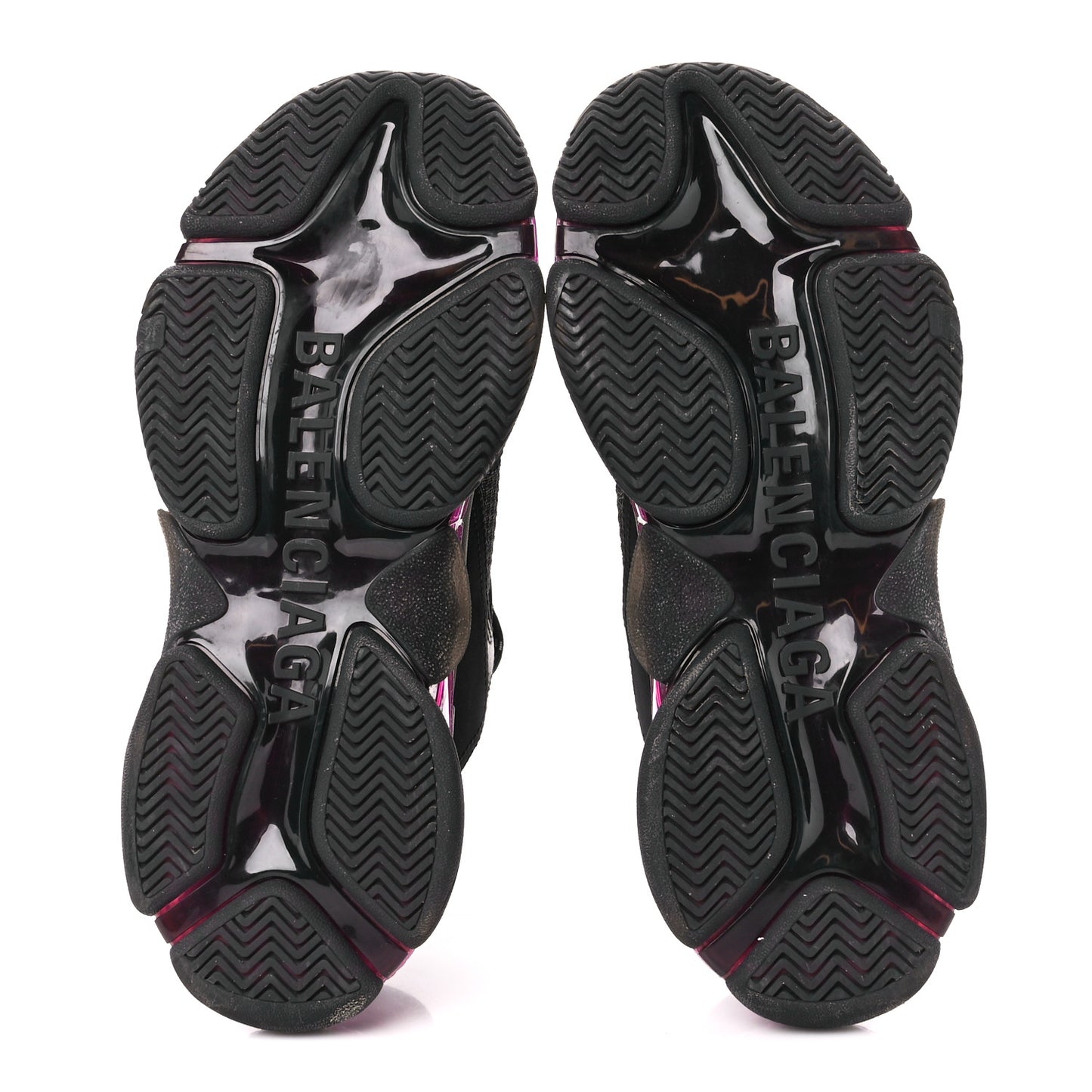 Fabric Mesh Clear Sole Mens Triple S Sneakers 42 Black Pink Neon