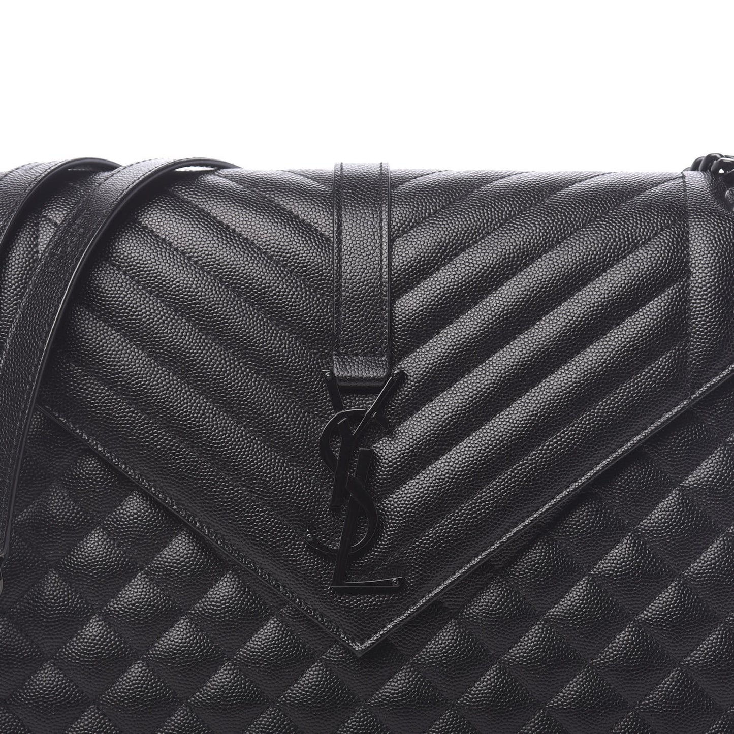 Grain De Poudre Textured Mixed Matelasse Large Triquilt Monogram Monochrome Satchel Black
